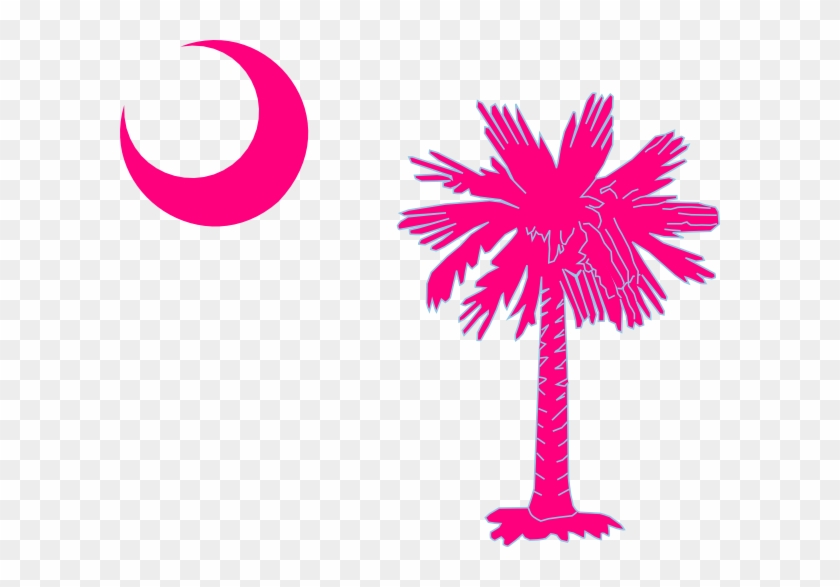 Sc Palmetto Tree Pink Clip Art At Clker - Flag Of South Carolina #23031