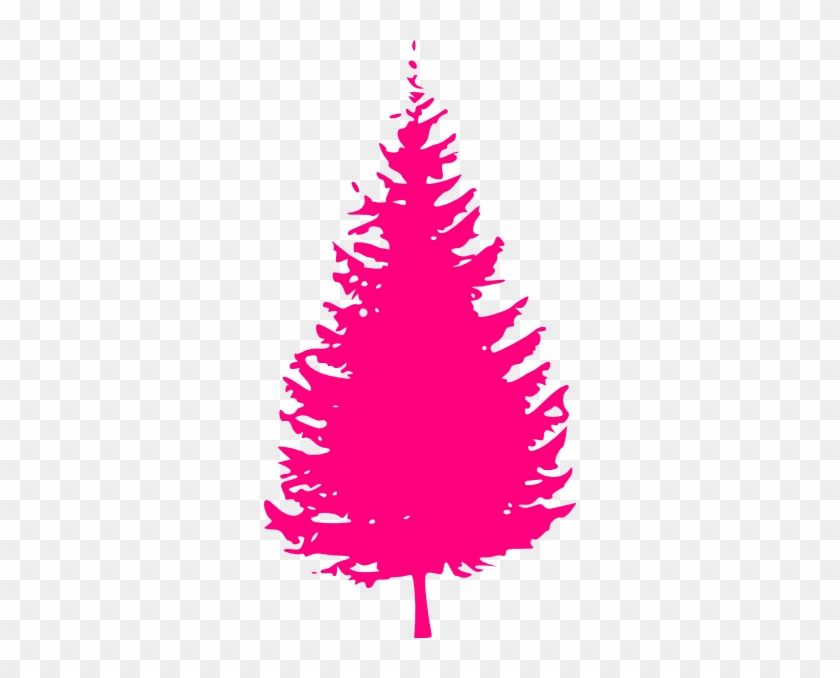 Pink Tree Clip Art - Pine Tree Silhouette Vector #23044