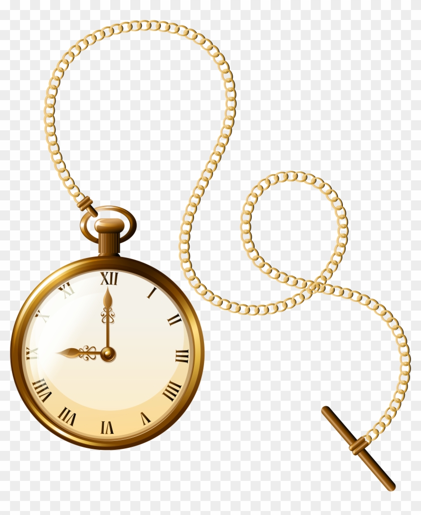 Gold Pocket Watch Clock Png Clip Art - Gold Pocket Watch Png #23334