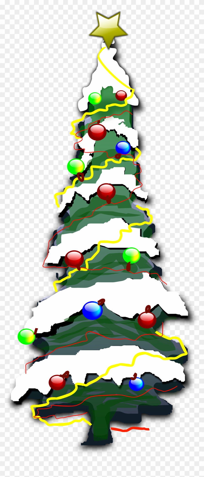 Decorated Christmas Tree With Snow Clip Art At Clker - Snowy Christmas Tree Cartoon #23404