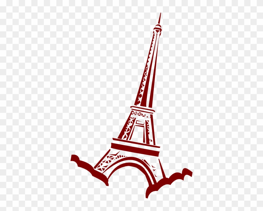 Watercolor Paris Clipart - Red Eiffel Tower Clip Art #23725