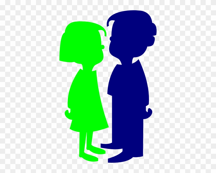 Boy And Girl Green And Blue Clip Art - Cartoon Girl And Boy #23782