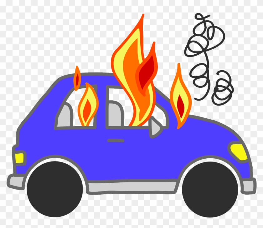 Blue Car On Fire - Car On Fire Cartoon #24139