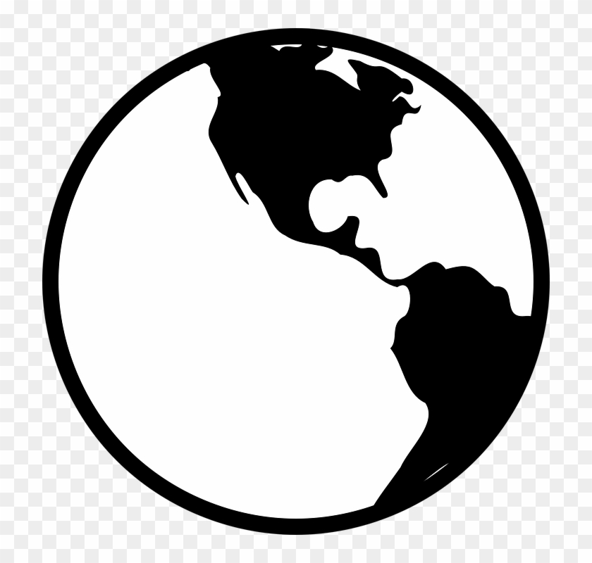 Globe World Earth Black White Americas - Black And White Earth Icon #24223