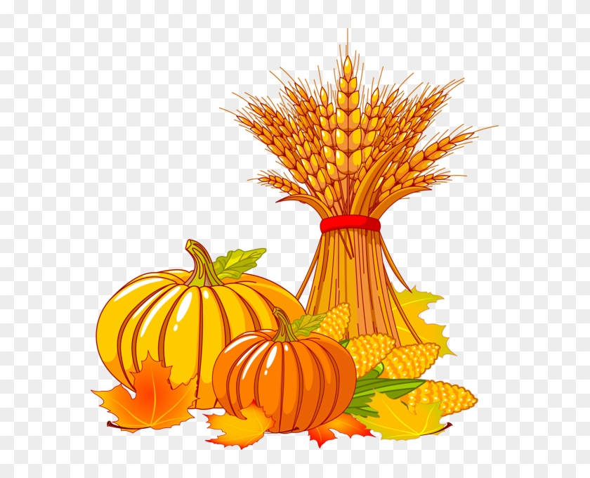 Pumpkin Wheat And Corn Clip Art Clipart - Fall Clipart #24266