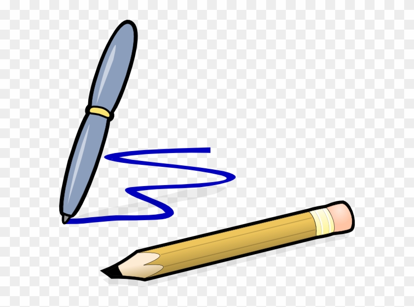 Pen And Pencil Svg Clip Arts 600 X 542 Px - Pen And Paper Cartoon #24409