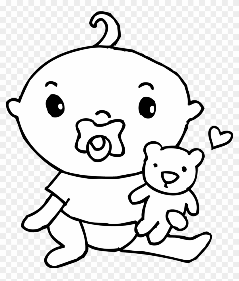 Cute Baby Boy Coloring Page Free Clip Art - Baby Coloring Clip Art #24504