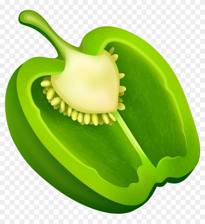 Half Green Pepper Png Clipart - Green Bell Pepper Clipart #24993