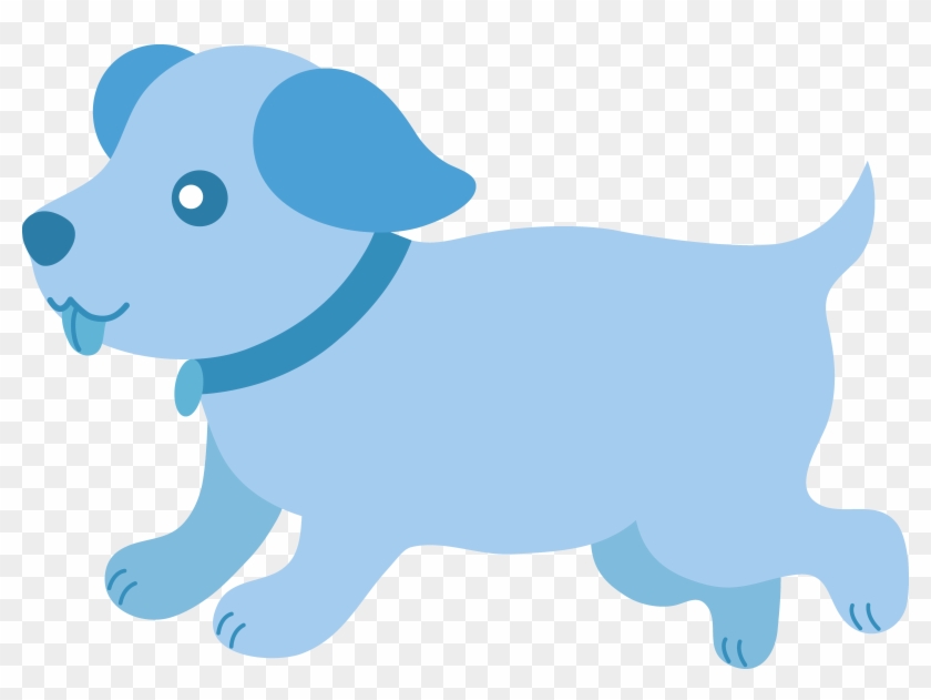 Cute Blue Puppy Running - Blue Dog Clip Art #25136