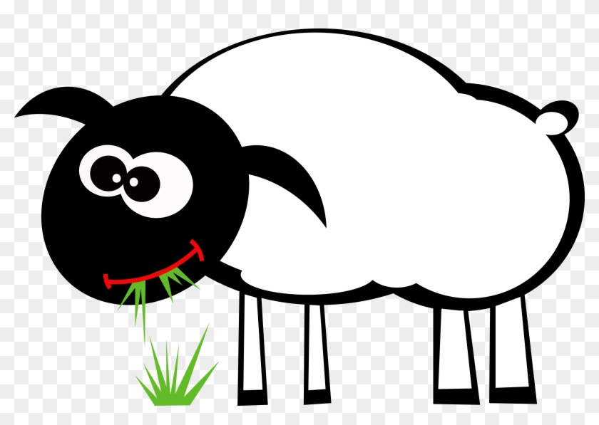 Sheep - Cartoon Sheep Eating Grass #25419