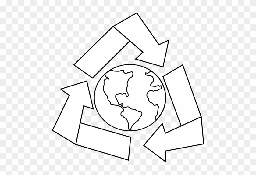 Black And White Earth With Recycle Symbol Clip Art - Illustration #25519