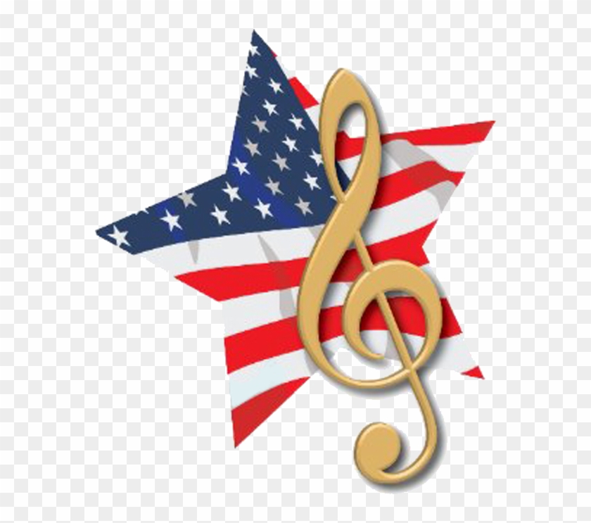 Patriotic Music Clipart - Music Note American Flag #25615