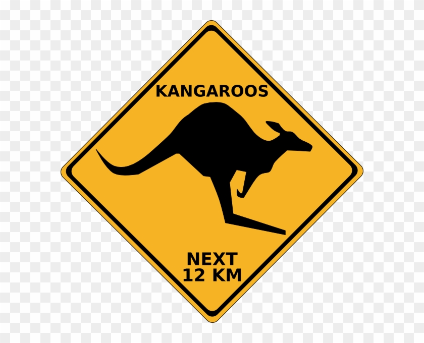 Crossing Kangaroo Sign Hi Clipart - Kangaroo Crossing Sign Clip Art #25738