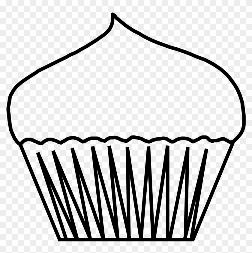 Cupcake Black And White Cute Cupcake Outline Clipart - Cup Cake Outline #25974