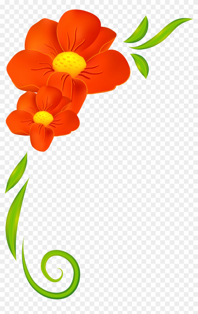 Floral Clipart Decoration - Flowers Border Clipart Png #26300