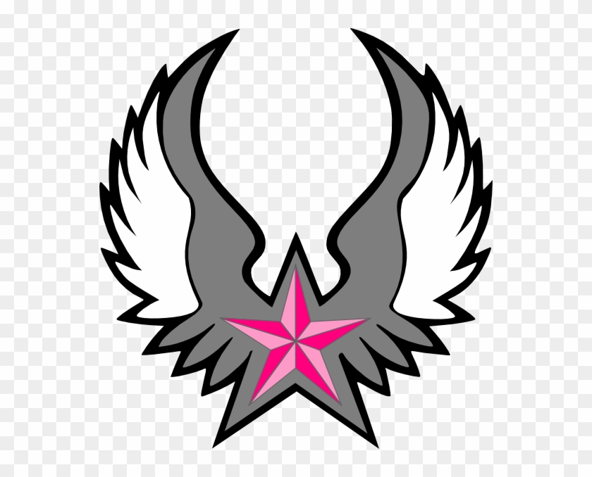 Pink Nautical Star Wings Clip Art At Clker - Star Logo With Wings #26555