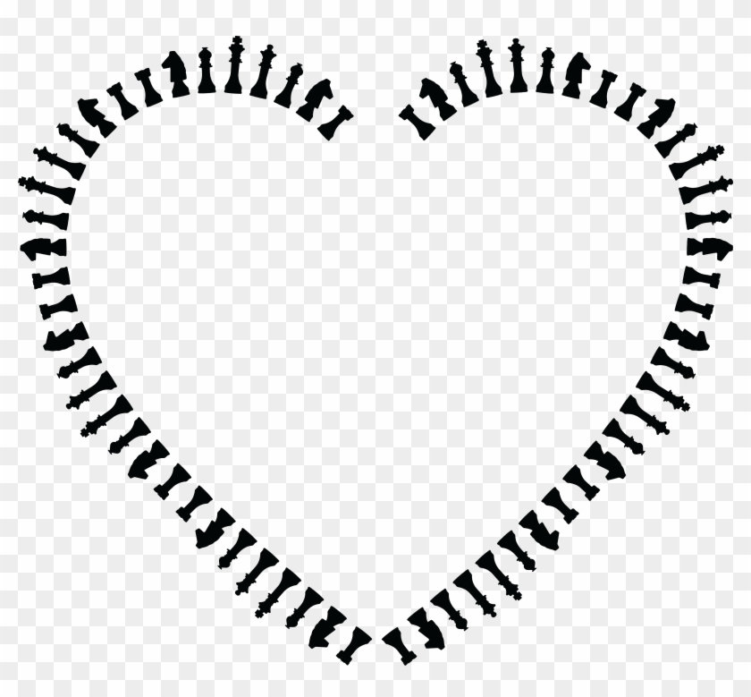 Free Clipart Of A Heart Frame Of Chess Pieces In Black - Heart With Lines Png #26798