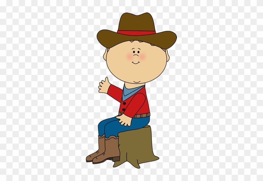 Cowboy Sitting On A Tree Stump - Cowboy Sitting Clipart #26847