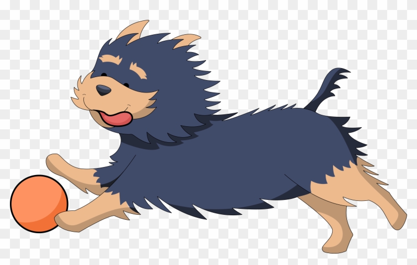 Free To Use Amp Public Domain Dog Clip Art - Yorkie Playing With Favorite Ball Toy Dog Puppy Cartoon #164519
