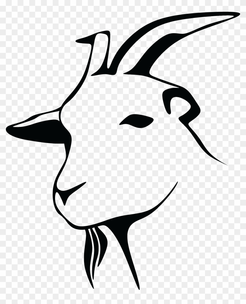 Free Clipart Of A Black And White Goat Head - Goat Line Art #164767
