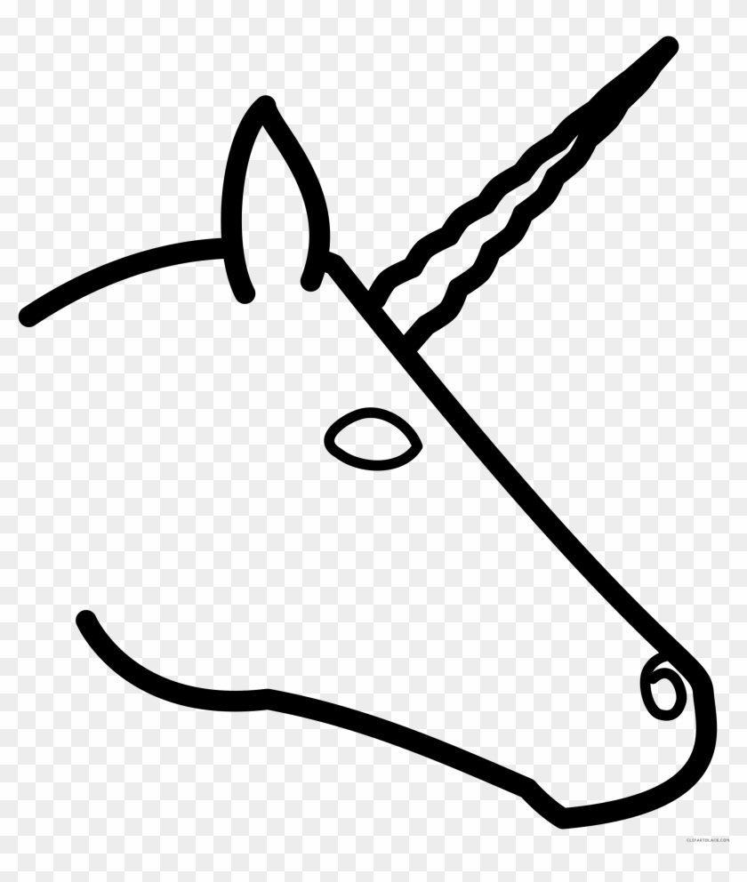 Unicorn Head Animal Free Black White Clipart Images - Draw A Unicorn Head Easy #164911