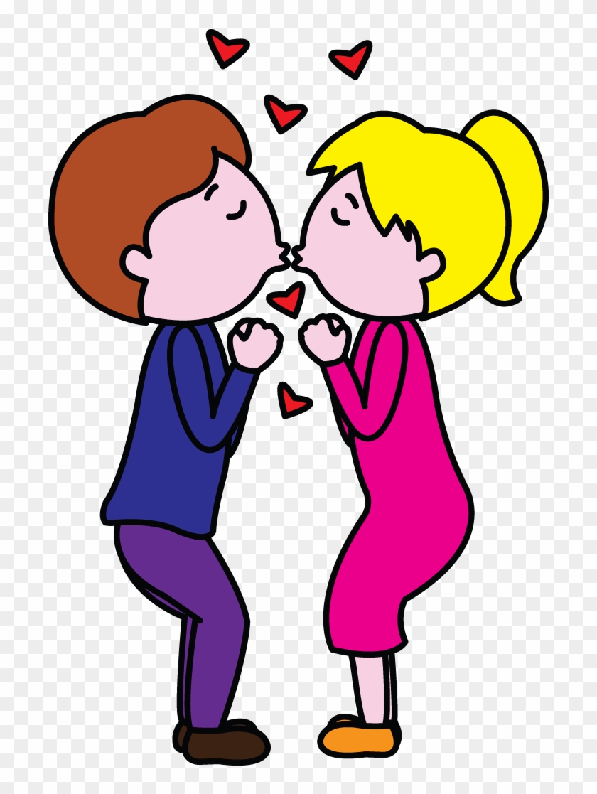 Cute Valentine's Kiss Drawin Made By Step By Step Guideline - Cartoon #165132