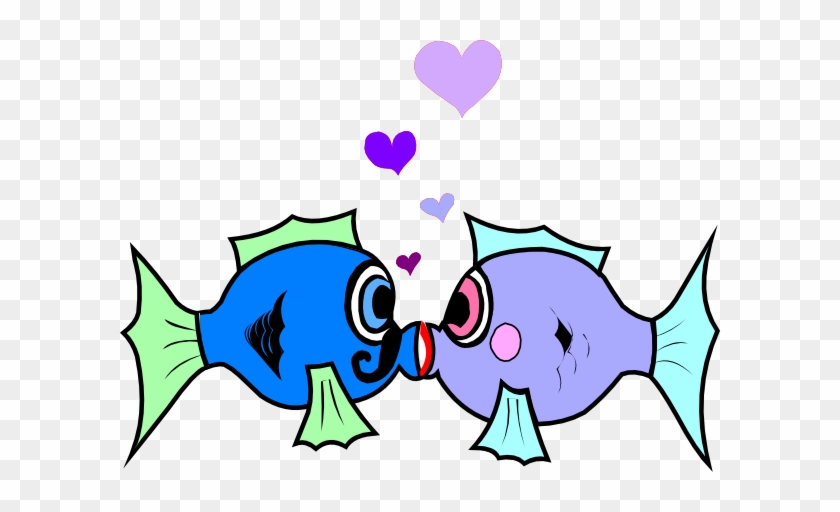 Kissing Fish Clip Art - Fish Kiss Cartoon #165281