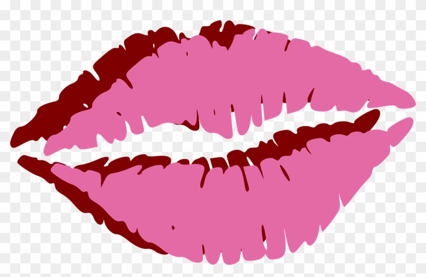 Mouth Lips Kiss Print Lipstick Pink Maroon - Lips Clip Art #165394