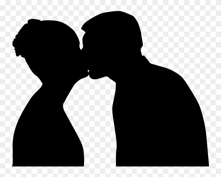 Silhouetted Kiss - Clipart Man And Woman Kissing #165736