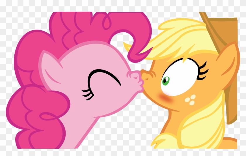 Applejack X Pinkie Pie Kissing Vector By Fluttair - Applejack X Pinkie Pie #166480