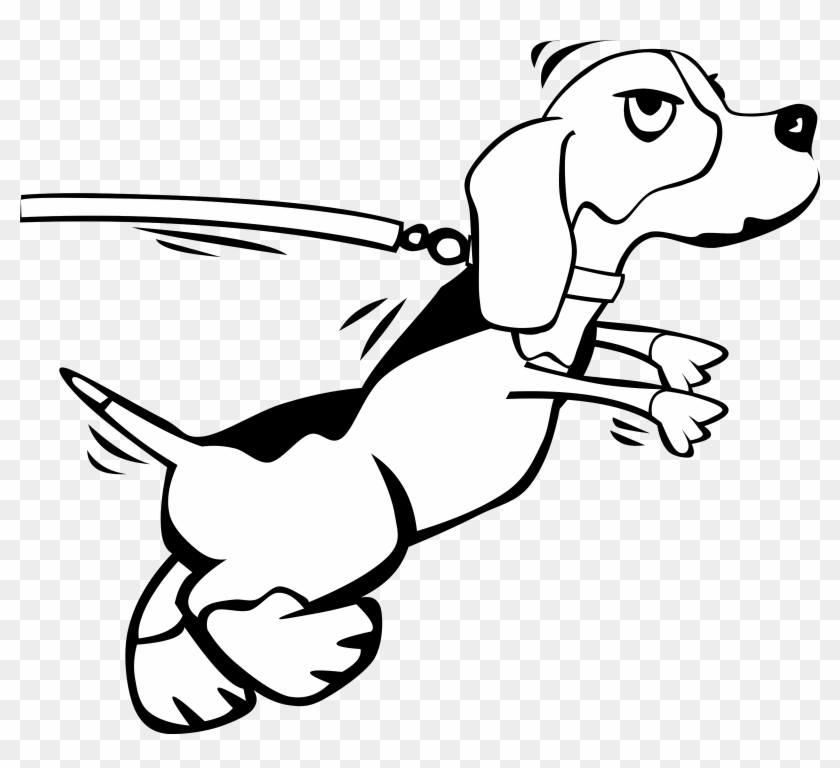 Dog On Leash Cartoon Clip Art Free Vector - Cartoon Dog On A Leash #167219