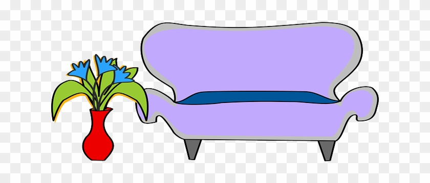 Livingroom Flower, Sofa, Furniture, Couch, Livingroom - Couch Clipart #167248