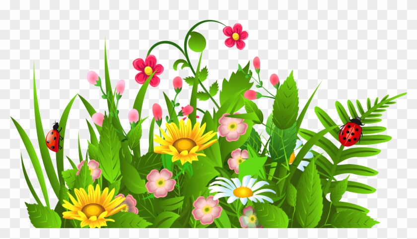 Cute Grass And Flowers Png Clipart - Flower Garden Garden Clipart #167282