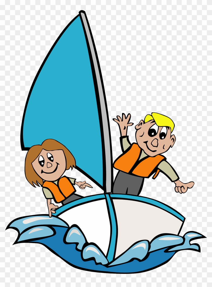 Vacation, Sailboat Children Playing Kid Girl Sailing - Sailing Clipart #167343