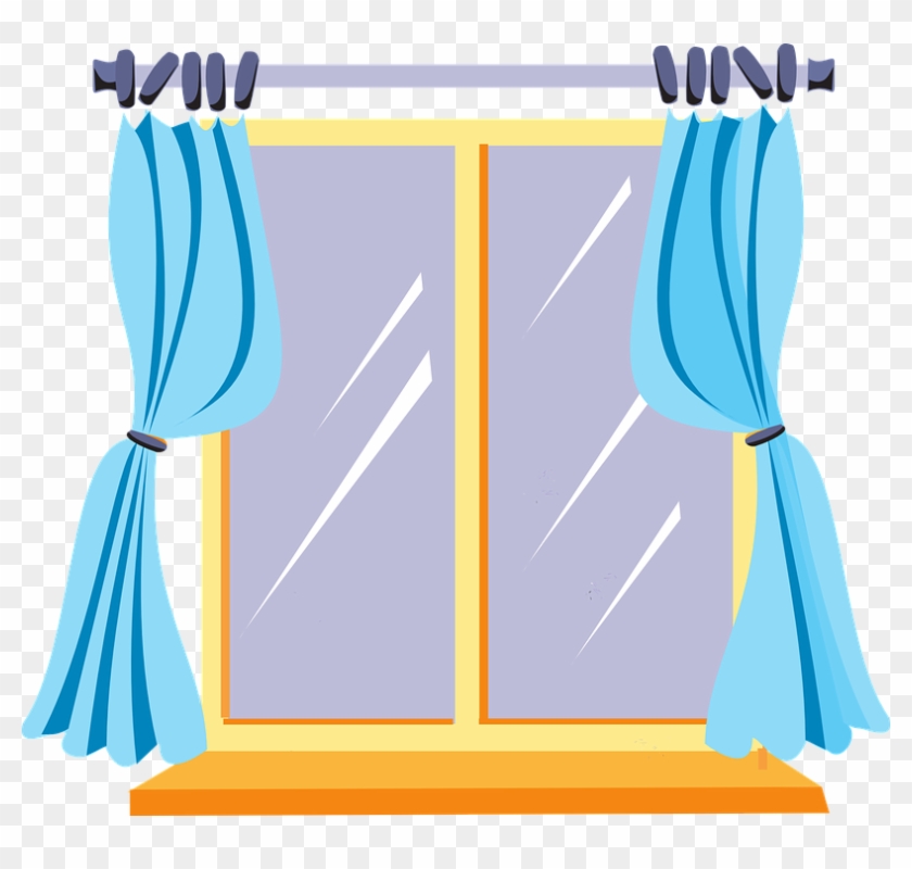 House - Cartoon Window With Curtains #167365