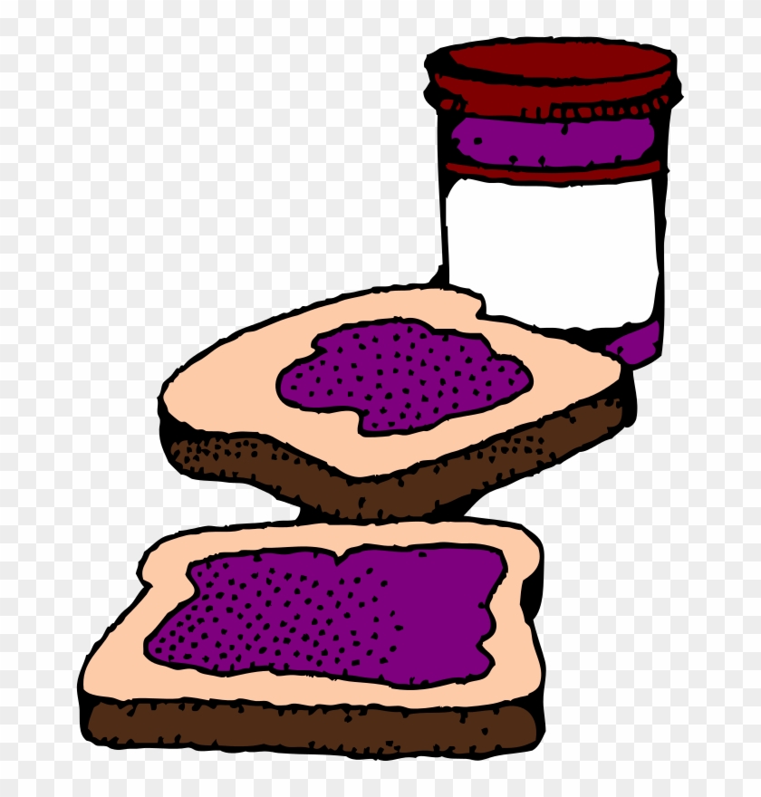 Free Colorized Peanut Butter And Jelly Sandwich - Peanut Butter And Jelly Sandwich Clipart Black #167935