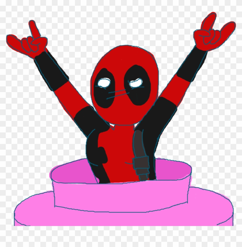 Deadpool Coming Out Of A Strawberry Cake By Luvkitty13 - Deadpool #168157