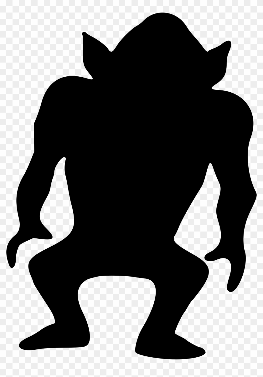 Clip Art Illustration Of A Silhouette Of A Monster - Monster Silhouette #168282