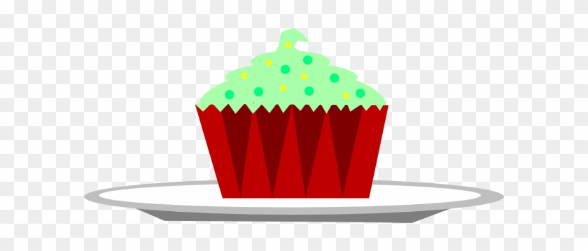 Christmas Cupcake With Sprinkles On A Plate Clip Art - Cupcake On Plate Cartoon #168385