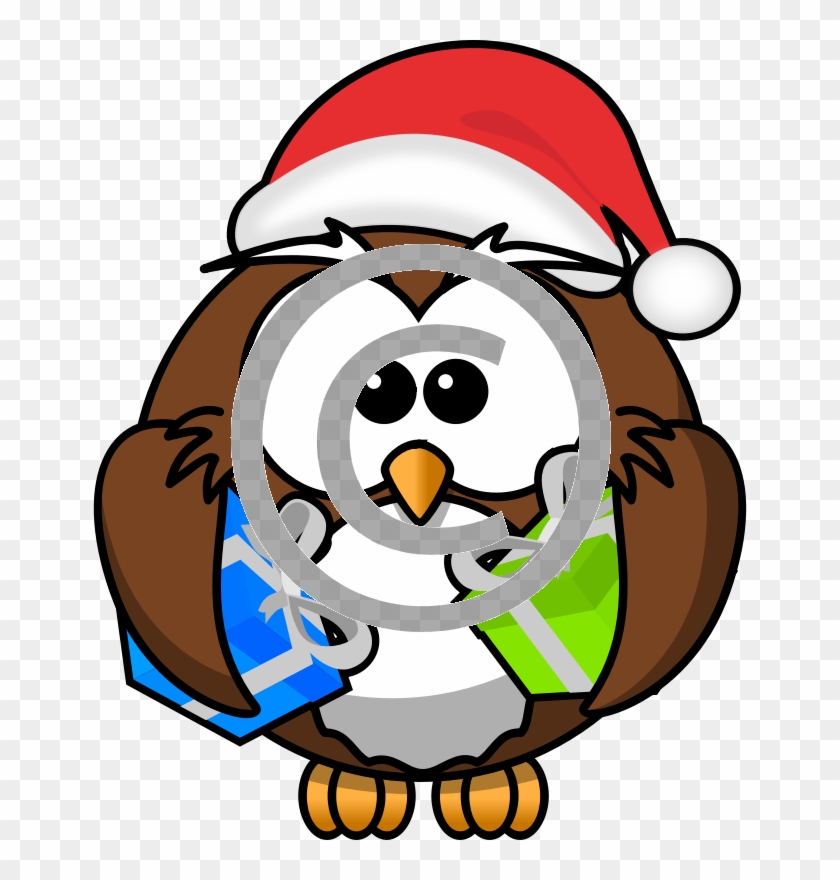 Cute Cartoon Owl As Santa Shortbread Cookies Round - Christmas Cartoon Owls #168633