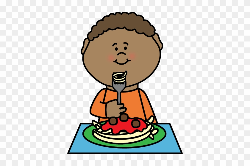 Eat Dinner Clipart Boy - Boy Eating Spaghetti Clipart #168866