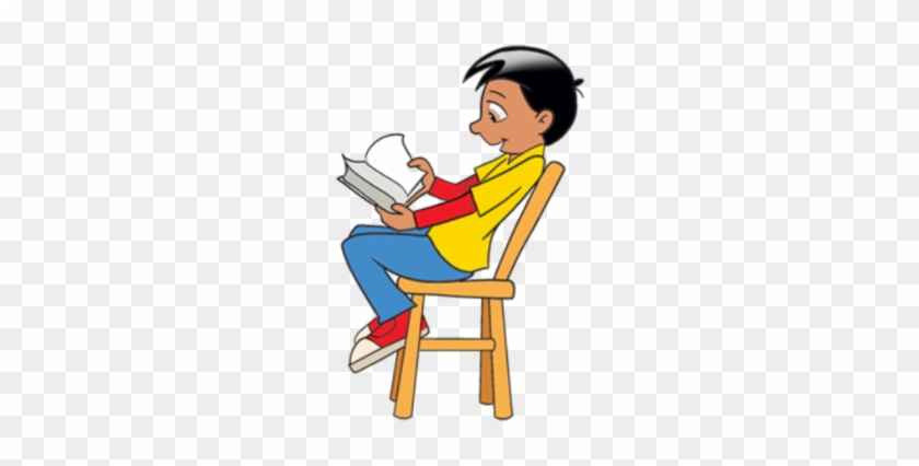 Boy Reading A Book - Boy Sitting On A Chair Cartoon #168900
