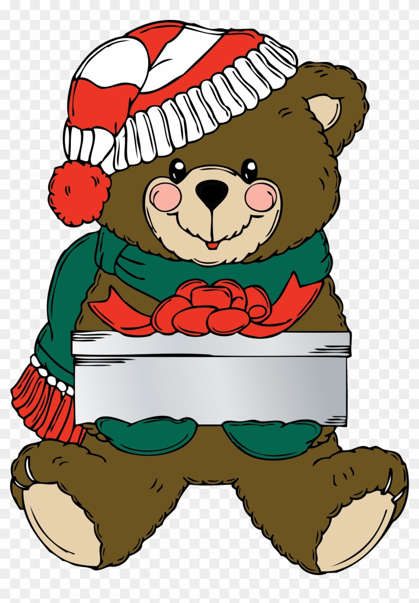 Christmas Bear Wih Present - Christmas Teddy Bear Clip Art #168917