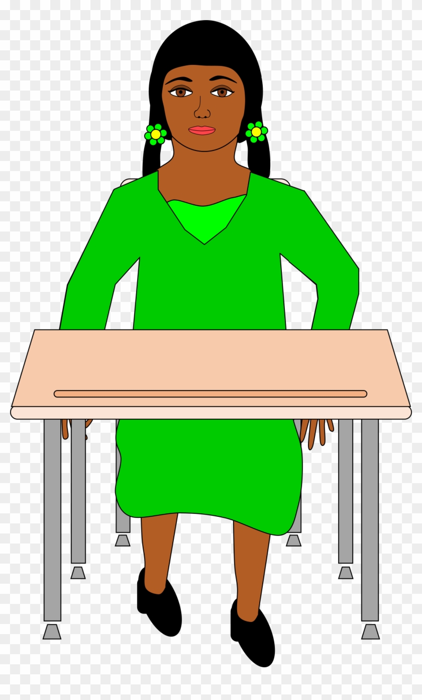 Girl In Pigtails Sitting At - Clip Art #169223
