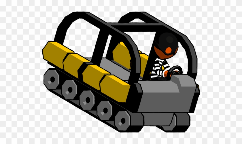 Orange Thief Man Driving Amphibious Tracked Vehicle - Royalty-free #906635