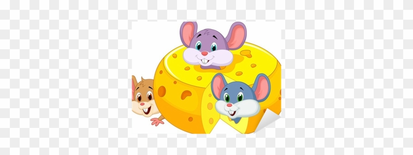Cartoon Mouse Hiding Inside Cheddar Cheese Sticker - Dibujo De Un Queso Animado #906690