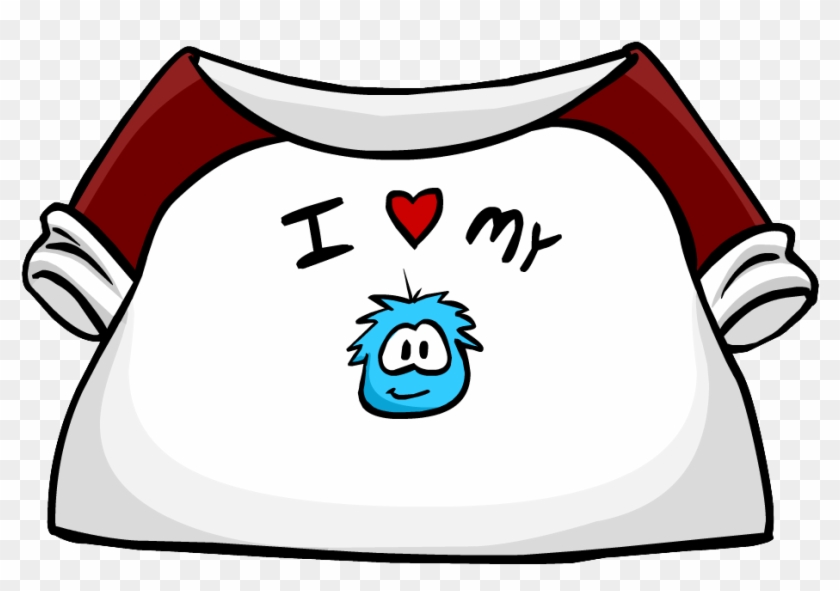 I Love My Puffle T-shirt - Camisetas Yo Amo A Mi Puffle Azul Clubpenguinwikia #906691