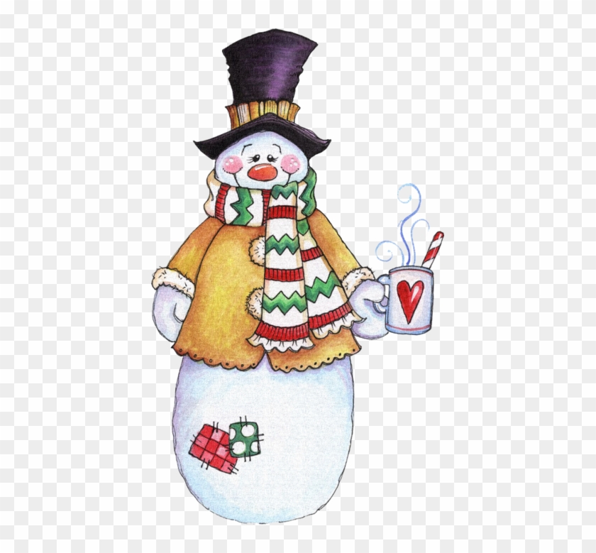 Clip Art Happy Winter Coffee Mugs - Snowman Drinking Hot Cocoa #907083