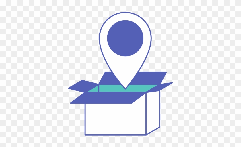 Opened Cardboard Box With Map Pointer On Top In Blue - Blue #907129