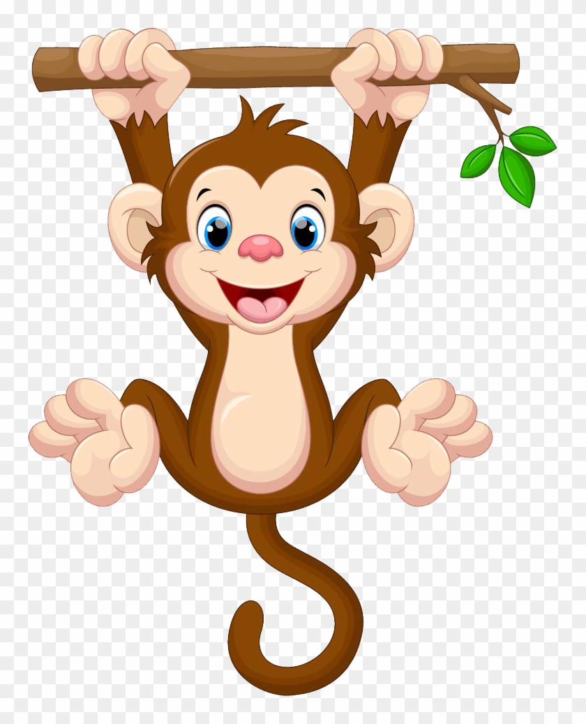 Cartoon Monkey Hanging From A Tree - Free Transparent PNG Clipart Images  Download